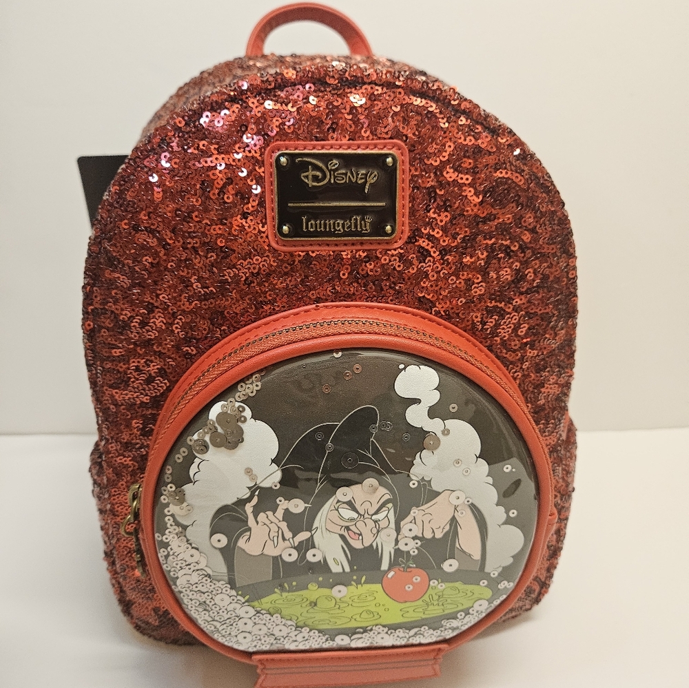 Loungefly Disney Snow White Evil Queen sequin backpack NEW